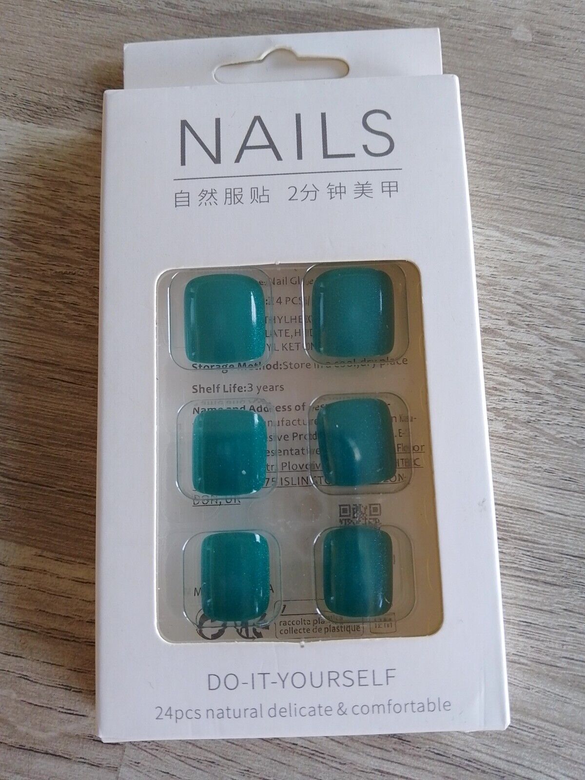False Nails Green Turquoise Press On Square Tips