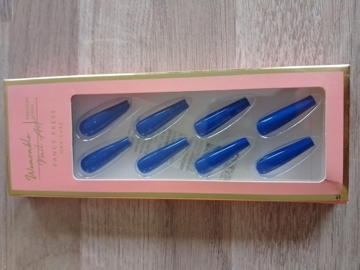 False Nails Dark Blue Solid Colour Stiletto Shape Design