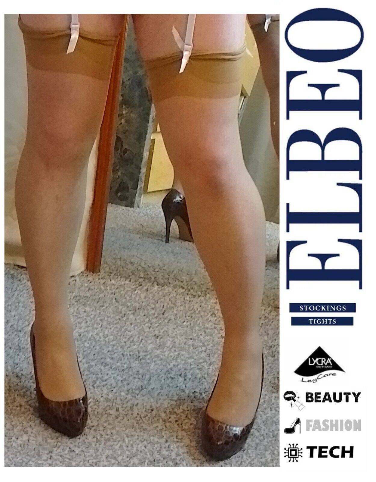 VINTAGE TAN NYLONS STOCKINGS SHERRY NUDE PLAIN TOP SHEER 20D LARGE BRAND NEW