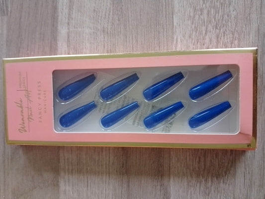 False Nails Dark Blue Solid Colour Stiletto Shape Design